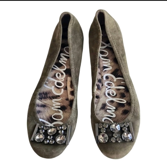 Sam Edelman Ballet Flats Women 8.5 Caper Jewel Embellished Suede Excellent - Picture 1 of 9